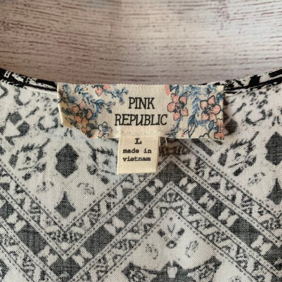 Pink Republic Geometric Pattern Dress Sleeveless Pocket Drawstring Waist Size L - Picture 11 of 12